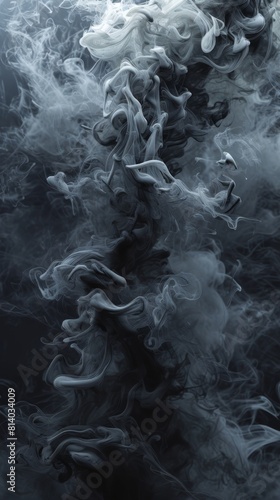 Twisting smoke plumes in grayscale