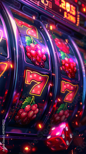 slot machines featuring classic symbols like bars and sevens in a futuristic casino setting generative ai vector illustration.