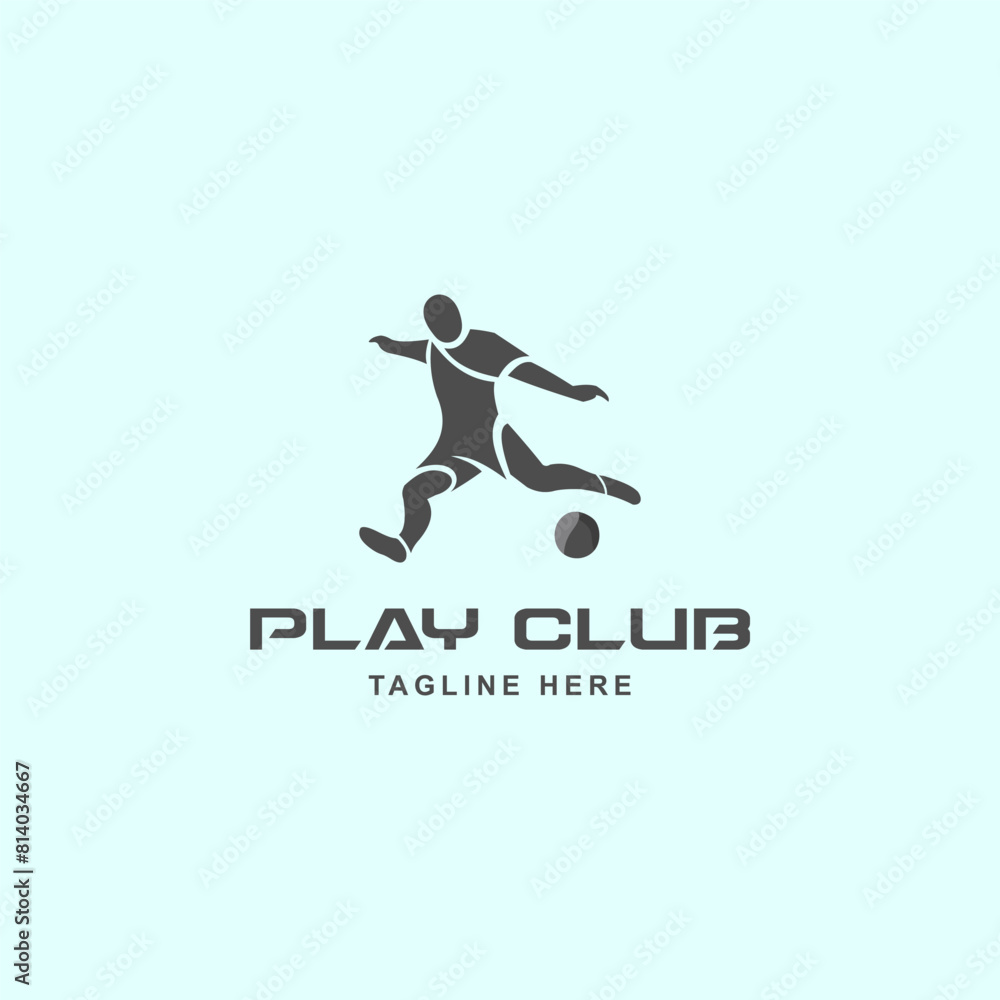 Player Kicking a Ball - Play Club Logo Design, vector logo template Player Kicking a Ball - Play Club Logo Design, vector logo template