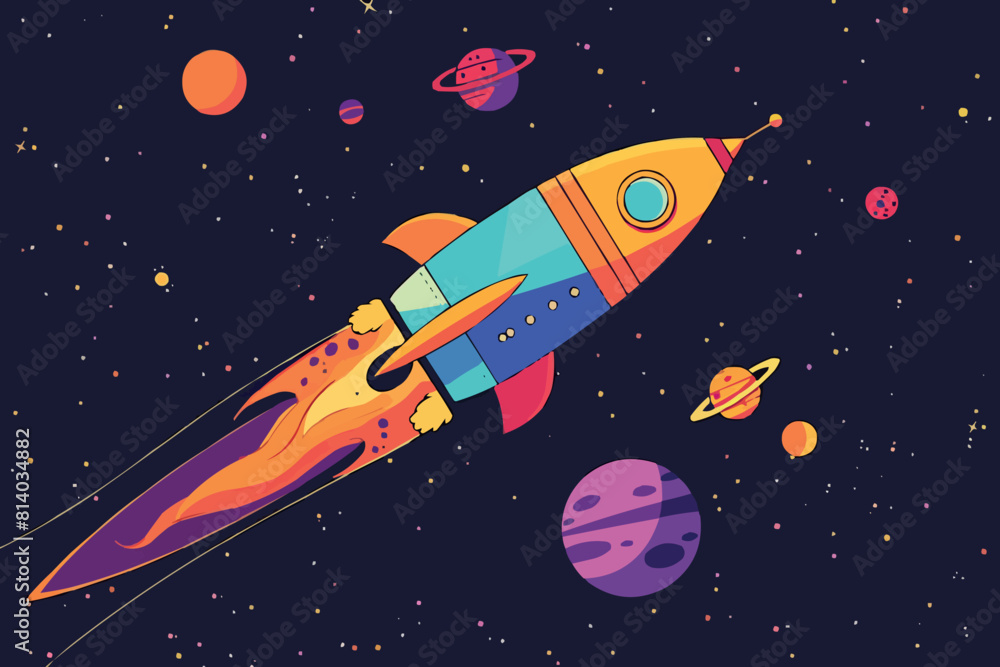 Rocket launch in the sky flying over clouds. Space ship in smoke clouds. Business concept. Start up template. Simple modern cartoon design Rocket launch in the sky flying over clouds. Space ship in smoke clouds. Business concept. Start up template. Simple modern cartoon design