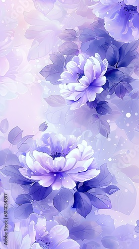 the intricate details of small floral patterns set against a gentle, light sky purple hue.