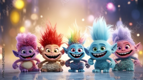 Trolls Gathering Before Vibrant Background