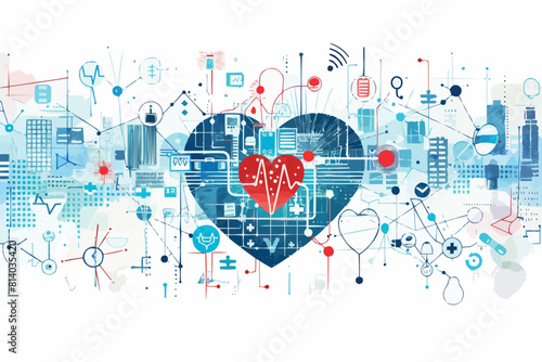 Abstract medical background with flat web icons.