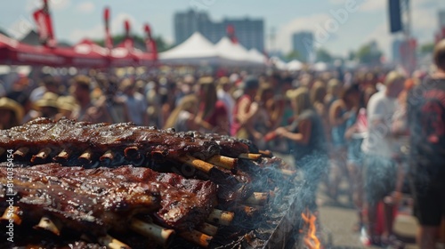 The Toronto Ribfest Canada one of the largest Canada Day celebrations featuring rib cooking competitions live music and family activities promoting community spirit and charitable fundraising in a fun photo