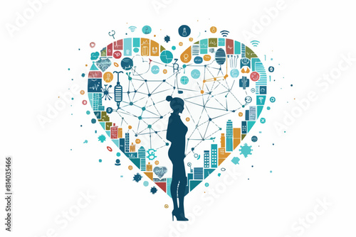 Abstract medical background with flat web icons.