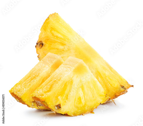 Slices of pineapple on white background