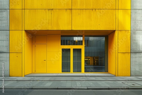 Door in a bright yellow wall