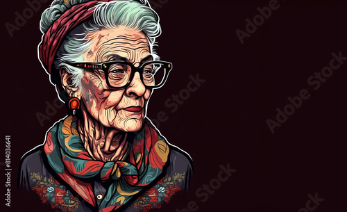 Stylish granny. Beautiful elderly woman dressed elegantly.