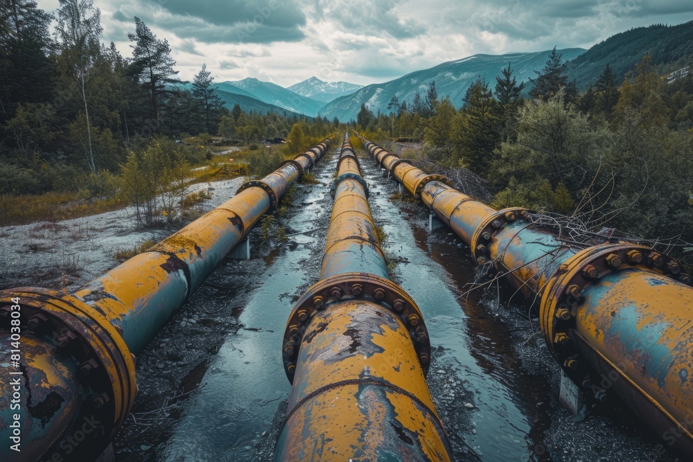Yellow gas pipe, sales and export concept Yellow gas pipe, sales and export concept