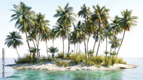 Tropical island with palm trees and blue ocean