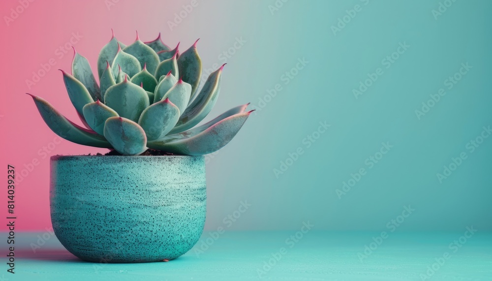 succulents in a pot on a colored plain background. Copy space for text succulents in a pot on a colored plain background. Copy space for text