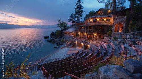 The Lake Tahoe Shakespeare Festival in Nevada USA offering performances of Shakespeares plays in an open-air theater on the shores of Lake Tahoe blending classic literature with the natural beauty of