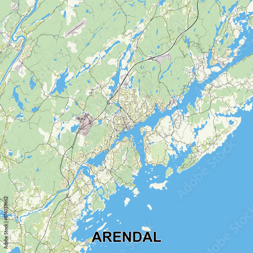 Arendal, Norway map poster art