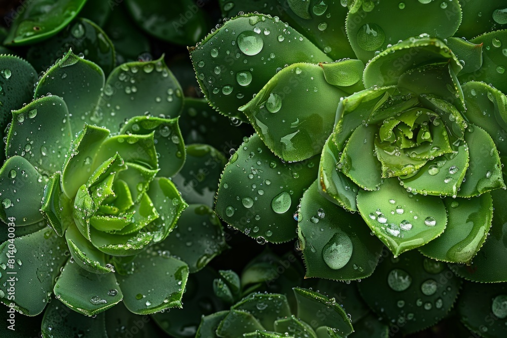 Fototapeta premium succulent plant fresh green leaves background
