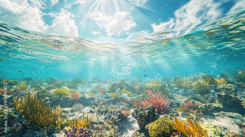 Expansive view of a Caribbean coral reef, AI Generative hyper realistic 