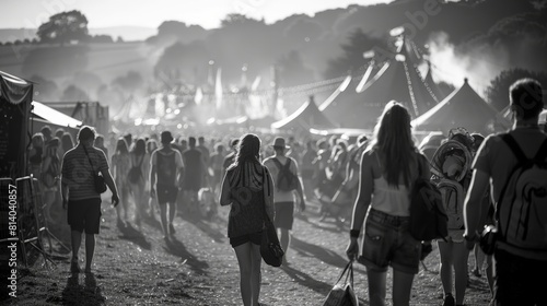 The Glastonbury Festival in the UK a landmark music and performing arts festival on a farm in Somerset known for its eclectic lineup ranging from rock and pop to electronic and reggae alongside theatr © mogamju