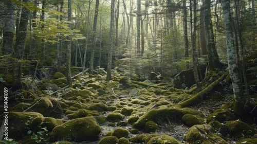 Aokigahara Forest  where ancient trees and shadows intertwine.