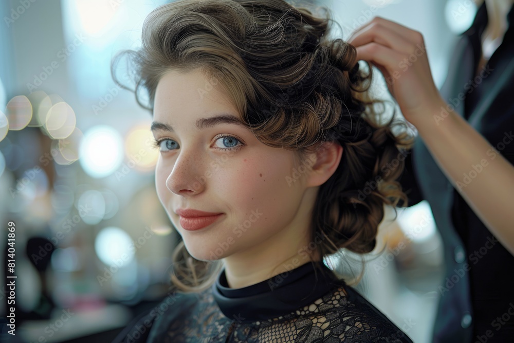 Fototapeta premium Funny dog looking up, waiting for food on a dark background