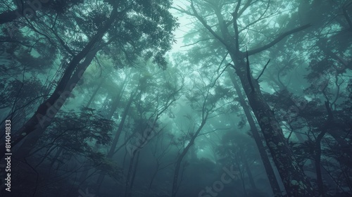 Aokigahara Forest  where ancient trees and shadows intertwine.