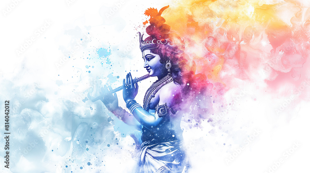 Beautiful digital painting of Lord lord Krishna with his powerful Sudarshana Chakra weapon on a white background. Beautiful digital painting of Lord lord Krishna with his powerful Sudarshana Chakra weapon on a white background.