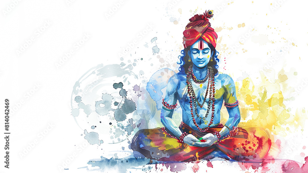 Beautiful digital painting of lord Krishna resolving conflicts with wisdom on a white background perfect for your home decor Beautiful digital painting of lord Krishna resolving conflicts with wisdom on a white background perfect for your home decor