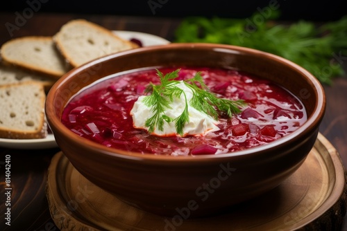Savory Tasty borscht. Dish meat vegetable. Generate Ai