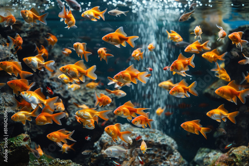 Tropical fish in water in an aquarium