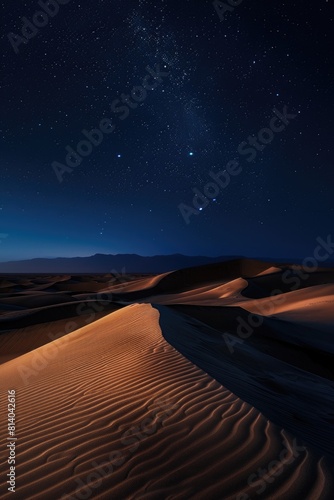 Desert landscape with starry sky above