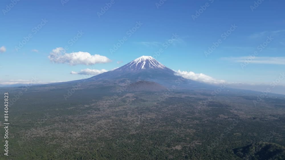 Drone point of view mt.Fuji and Aokigahara forest Drone point of view mt.Fuji and Aokigahara forest