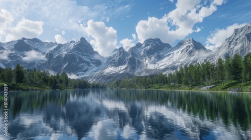 lake and mountains generated ai hyper realistic 