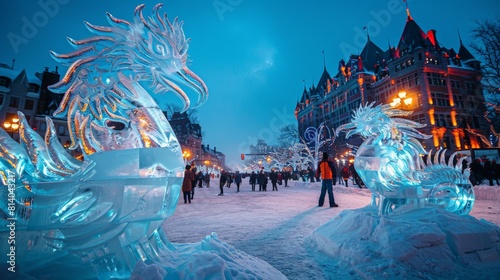The Carnaval de Quebec in Canada a winter festival that continues into July celebrating with ice sculptures night parades and outdoor sports bringing warmth and joy to the historic city of Quebec. --a