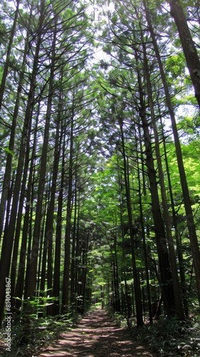 Aokigahara Forest  where ancient trees and shadows intertwine.