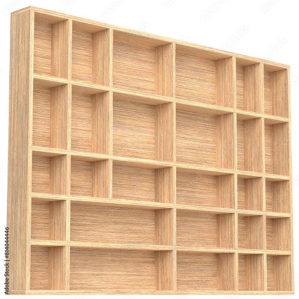 3D rendering illustration of a wall mounted wooden showcase 3D rendering illustration of a wall mounted wooden showcase