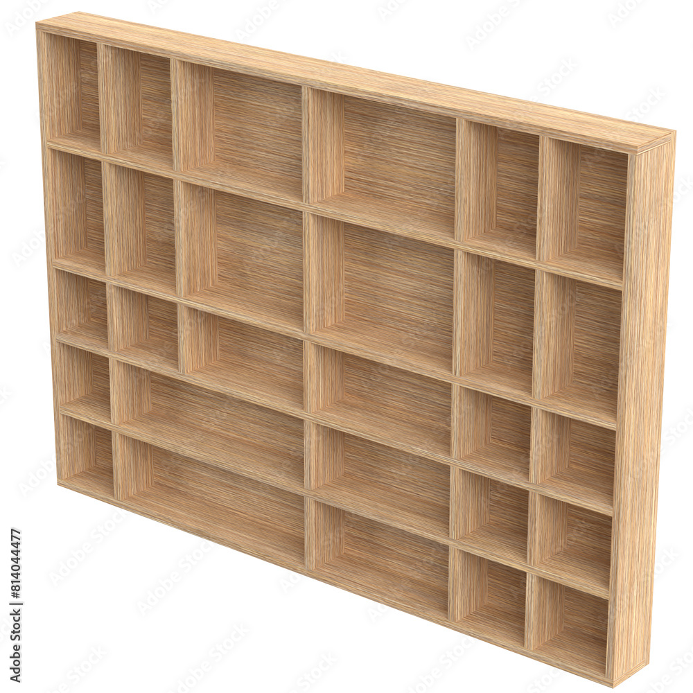 3D rendering illustration of a wall mounted wooden showcase 3D rendering illustration of a wall mounted wooden showcase