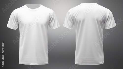 Blank white t-shirt mockup, front and back view