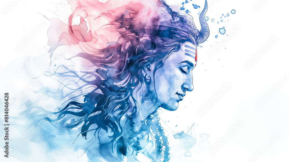 Beautiful digital painting of lord Shiva with flowing river, perfect for home decor and artistic projects Beautiful digital painting of lord Shiva with flowing river, perfect for home decor and artistic projects