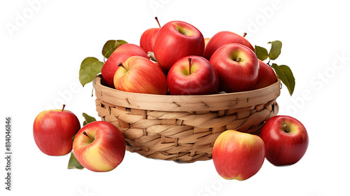 A basket of apples with a transparent background.