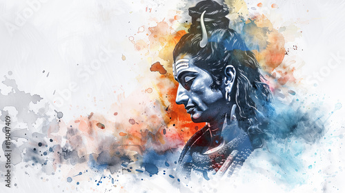 Beautiful digital artwork of lord Shiva symbolizing enlightenment and wisdom on a white background