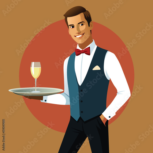 person in waiter uniform carries tray