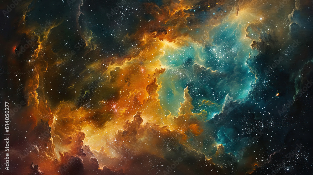 Naklejka premium Cosmic Canvas Exploring the Galactic Odyssey