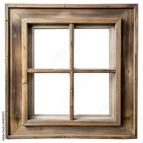 A traditional wooden window frame without glass  isolated