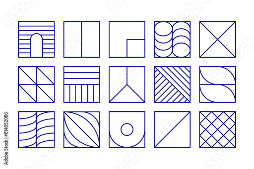 Set of vector geometric linear shapes inspired by Art Deco