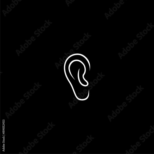 Quadro su tela Human ear icon isolated on dark background