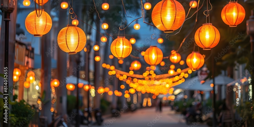 Festive Ramadan Lanterns Illuminate the Streets on a Greeting Card. Concept Ramadan Celebration, Greeting Card Design, Ramadan Lanterns, Festive Illumination, Street Decorations Festive Ramadan Lanterns Illuminate the Streets on a Greeting Card. Concept Ramadan Celebration, Greeting Card Design, Ramadan Lanterns, Festive Illumination, Street Decorations
