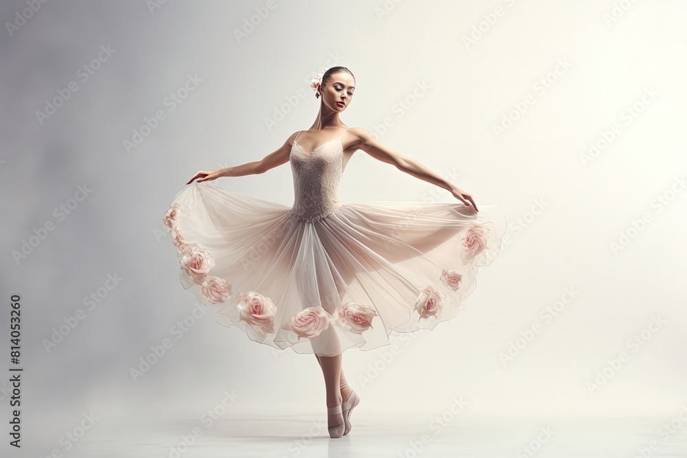 Naklejka premium classic ballerina dancing on studio background