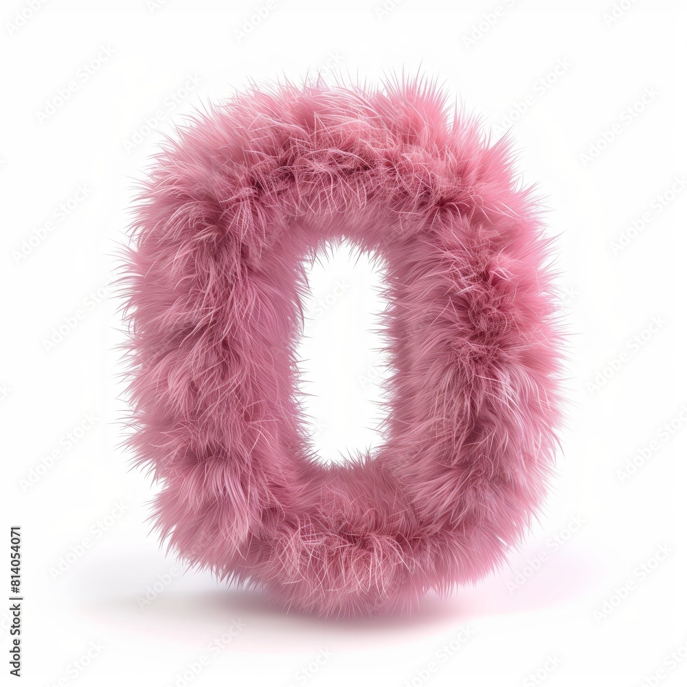 Cute pink number 0 as fur shape on a white background. Cute pink number 0 as fur shape on a white background.