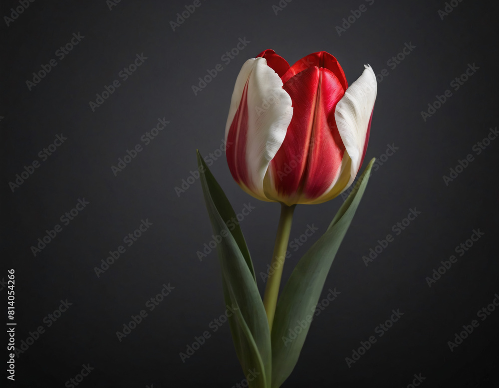 Biało czerwony tulipan