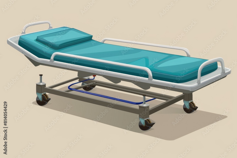 A hospital bed with a blue cover. Suitable for medical and healthcare concepts A hospital bed with a blue cover. Suitable for medical and healthcare concepts
