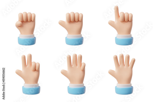 Varied hand gestures 3D vector set