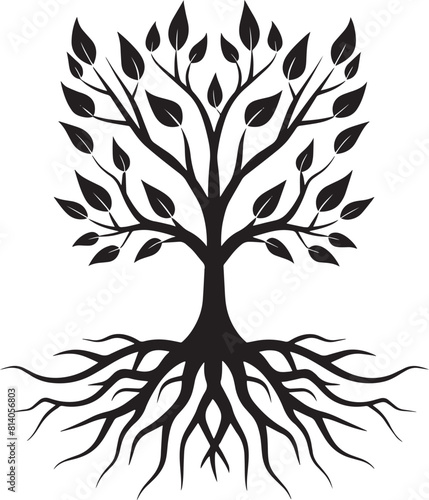 Tree and roots design on white background